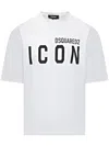 Dsquared2 White Crewneck T-shirt With Maxi Logo Print On The Front In Cotton Man In White