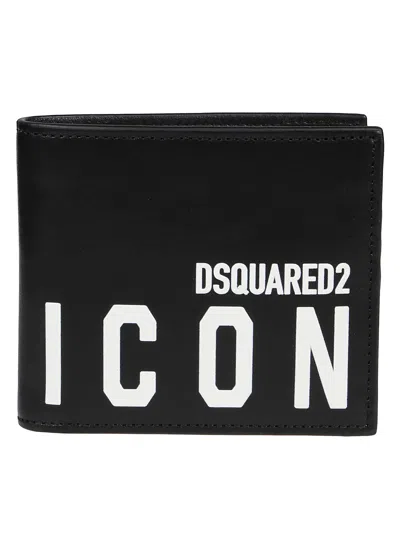 Dsquared2 Be Icon Wallet In Nero/bianco