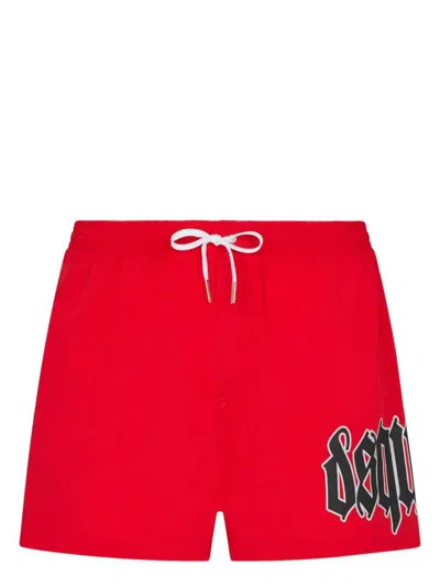Dsquared2 Logo-print Swim Shorts In Red