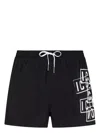 Dsquared2 Men's Stretch Black And White Swim Shorts With Logo Print In Black