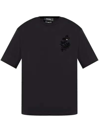 Dsquared2 Bead-embellished T-shirt In Schwarz