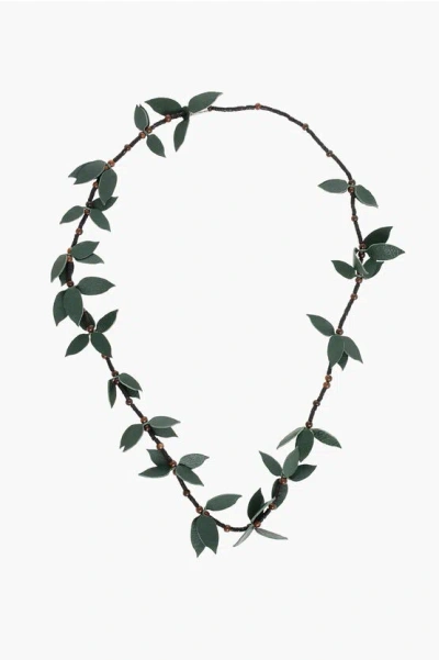 Dsquared2 Beaded Necklace With Botanical Motif In Green