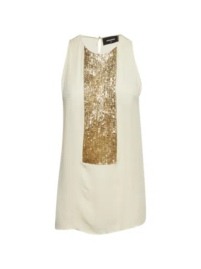 Pre-owned Dsquared2 Bead-embellished Sleeveless Tank Top In Neutral
