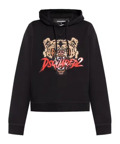 DSQUARED2 DSQUARED2 LOGO PRINTED DRAWSTRING HOODIE