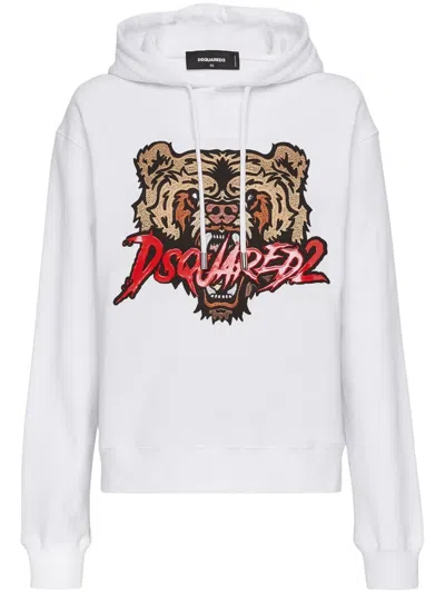 Dsquared2 Hoodie Mit Logo-print In Weiss