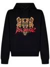 Dsquared2 Black Hoodie With Drawstring Hood And Maxi Logo Print On The Front In Cotton Man