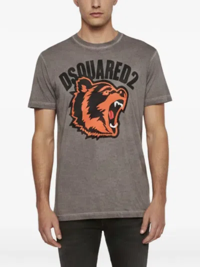 Pre-owned Dsquared2 Bear Logo Print T-shirt In Gray