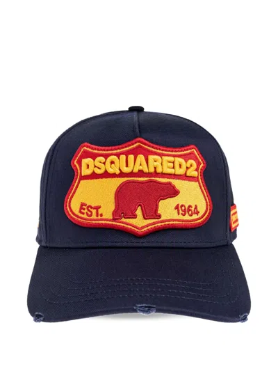 Dsquared2 Bear-patch Baseball Cap In Blue