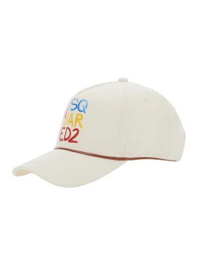 DSQUARED2 DSQUARED2 MEN BEIGE BASEBALL CAP WITH LOGO LETTERING ON THE FRONT AND BUCKLE CLOSURE ON THE REAR IN 