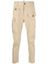 Dsquared2 Cropped Beige Trousers With Flap Pockets In Neutral
