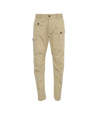 Dsquared2 Beige Cargo Pants With Streamlined Silhouette In Neutrals