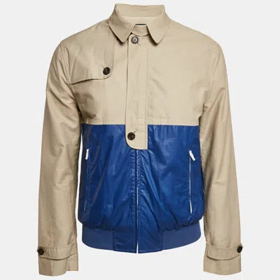 Pre-owned Dsquared2 Beige Cotton And Pu Zip-up Jacket L