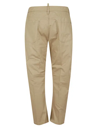 Dsquared2 Beige Cotton Cargo Pants With Distressed Detailing In Brown