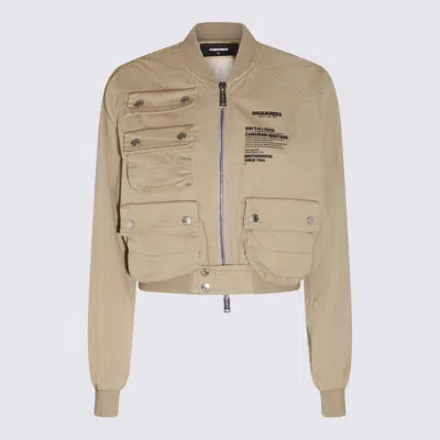 Dsquared2 Beige Cotton Casual Jacket In Stone