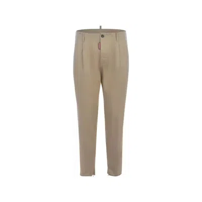 Dsquared2 Beige Cotton Chino Pants In Green