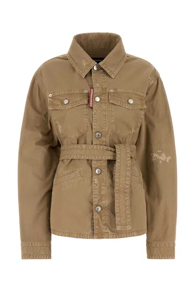 DSQUARED2 DSQUARED2 BEIGE COTTON JACKET
