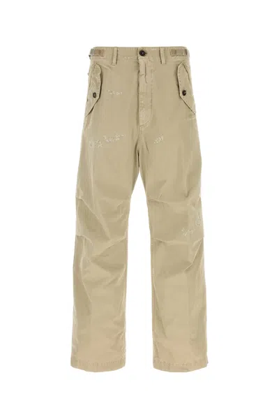 Dsquared2 Cotton Trousers Tailored Style Belt Loops In Brown