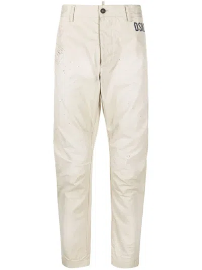 DSQUARED2 BEIGE COTTON TROUSERS