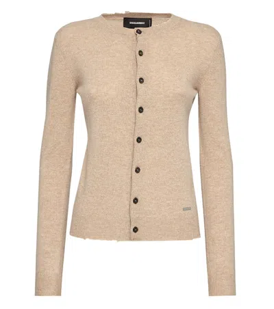 Dsquared2 Cardigan Mit Rundem Ausschnitt In Nude