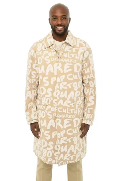 Dsquared2 Beige Logo Trench Coat In Neutral