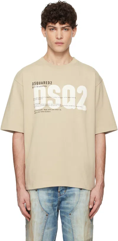 DSQUARED2 BEIGE LOOSE FIT 'DSQ2' T-SHIRT