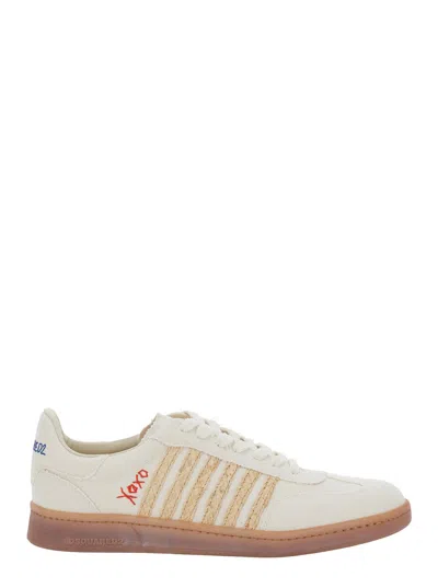 DSQUARED2 DSQUARED2 MEN BEIGE LOW TOP SNEAKERS WITH LOGO PATCH ON THE TONGUE AND LOGO LETTERING ON THE HEEL IN