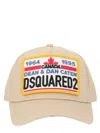 Dsquared2 Beige Maple Leaf Cotton Hat In Multi