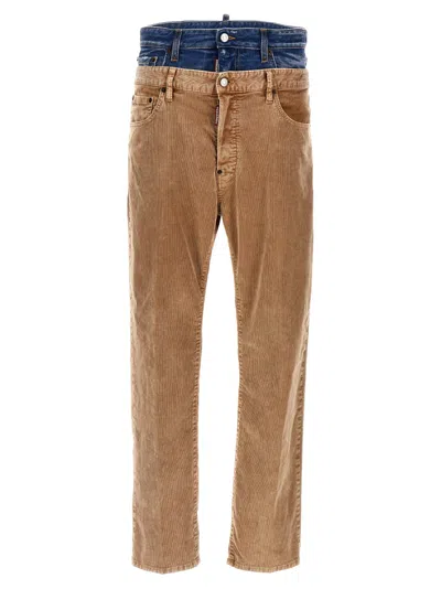 Dsquared2 Beige Mid Rise Jeans In Multi