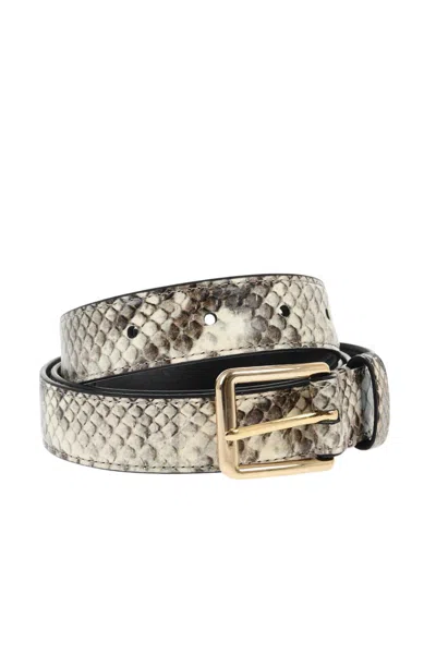 Dsquared2 Beige Python-effect Leather Belt 25mm In Animal Print