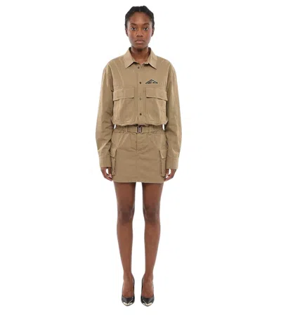 Dsquared2 Beige Shirt Collar Mini Dress In Brown