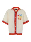 Dsquared2 Beige Shirt With Cuban Collar And Printed Logo On The Front In Cotton Man