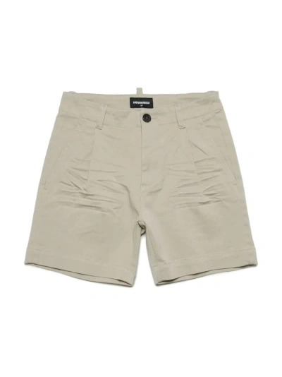 Dsquared2 Kids' Beige Shorts With Crumpled Effect In Grey