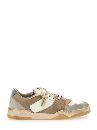 Dsquared2 Beige Sneakers With Suede Inserts And Embossed Logo On The Side