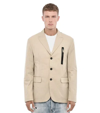 Dsquared2 Beige Solid Notched Lapel Blazer In Neutral