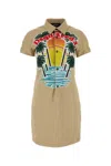 Dsquared2 Dsquared Beige Stretch Cotton Sunset Shirt Dress In Beige