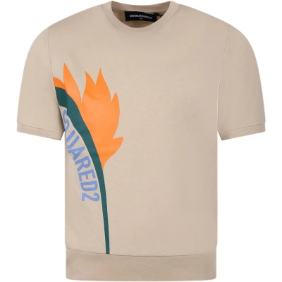 Dsquared2 Kids' Beige T-shirt For Boy With Logo