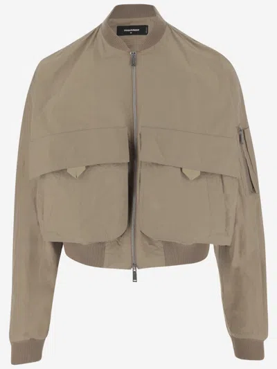 DSQUARED2 BEIGE TECHNICAL FABRIC JACKET