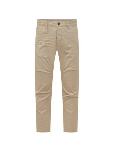 Dsquared2 Beige Trousers Man Chino In Transparent