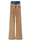 Dsquared2 Corduroy Dual Waistband Wide-leg Trousers In Beige