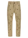 Dsquared2 Embroidered Pattern Chino Trousers In Beige