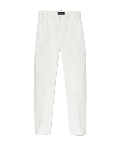 Dsquared2 Belt Loop Casual Pants In White