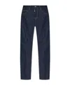 Dsquared2 Five-pocket Button-up Jeans With Logo Patch In Blue