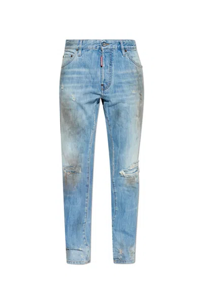 Dsquared2 Ripped-detail Trousers In Blue