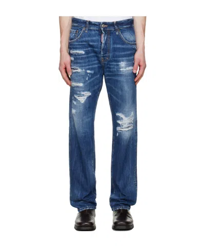 Dsquared2 Belt Loop Jeans In Blue