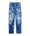 Dsquared2 Mens Navy Blue Carpenter Paint-splatter Relaxed-fit Tapered Stretch-denim Jeans In Blue