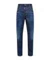 Dsquared2 Straight Leg Stretch Denim Jeans With Vintage Finish In Blue