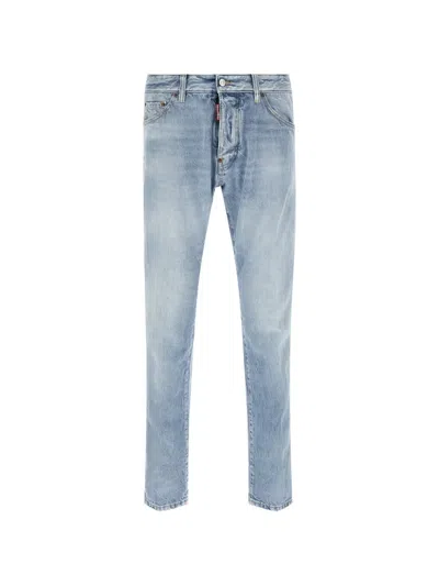 Dsquared2 Classic Whiskered Button-fastening Five-pocket Jeans For Men In Blue