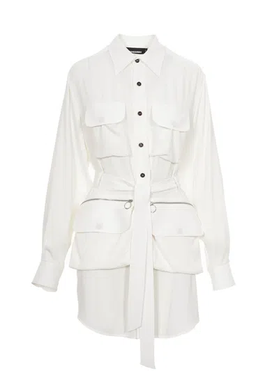 Dsquared2 Belted Cargo Dress In White