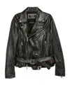 Dsquared2 Belted Leather Biker Jacket In Black