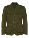 Dsquared2 Belted Military Jacket In Green